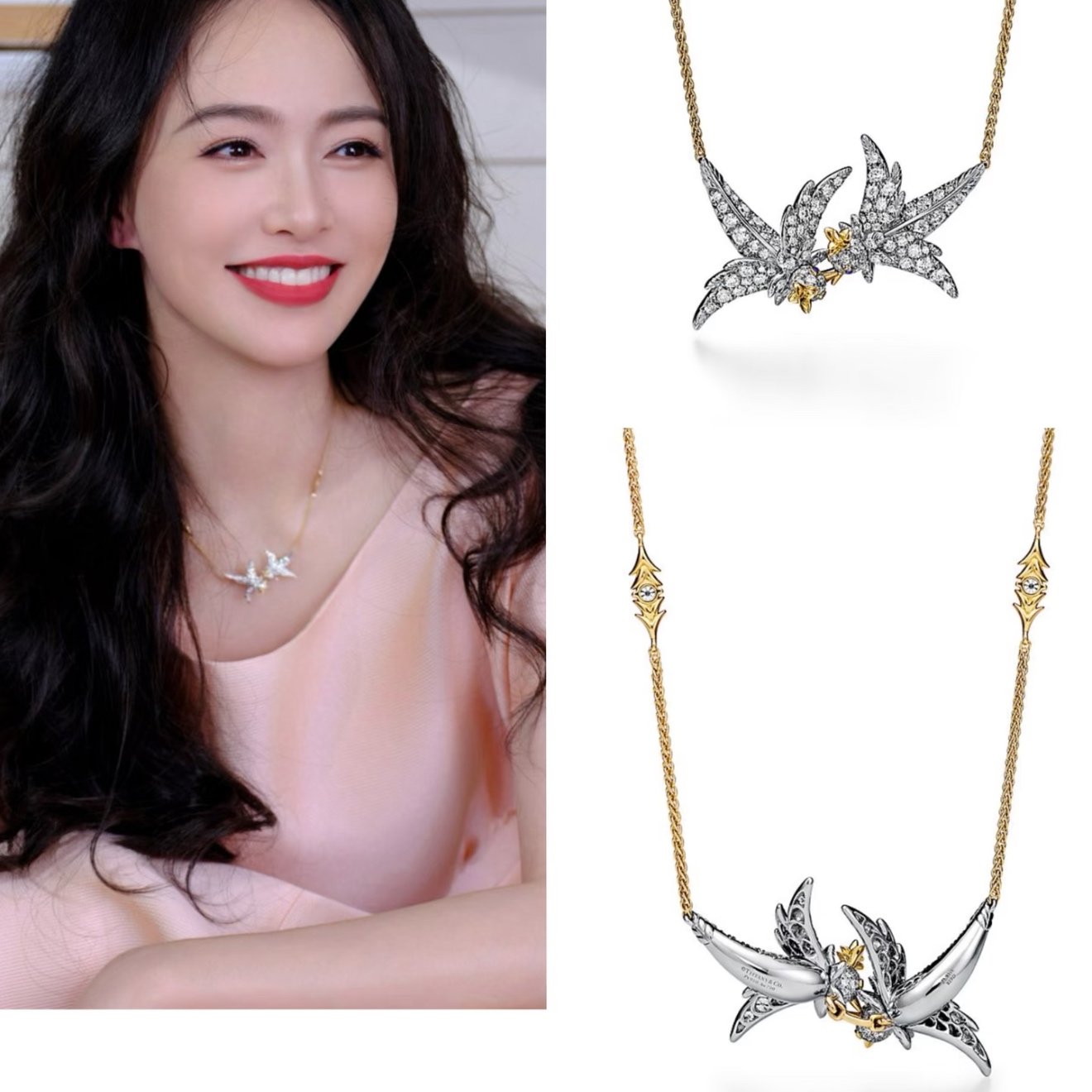 قلادة Tiffany & Co. Bird on a Rock طائرين مزدوجة مرصعة بالألماس